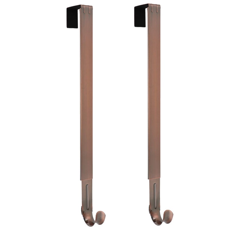 Haute Decor Adjustable Length Over The Door Wreath Hook and Hangers - 2 Pack- Oil Rubbed Bronze - Strong Holds up to 20 lbs. - Set of 2 Identical Wreath Hangers Included - Image 1